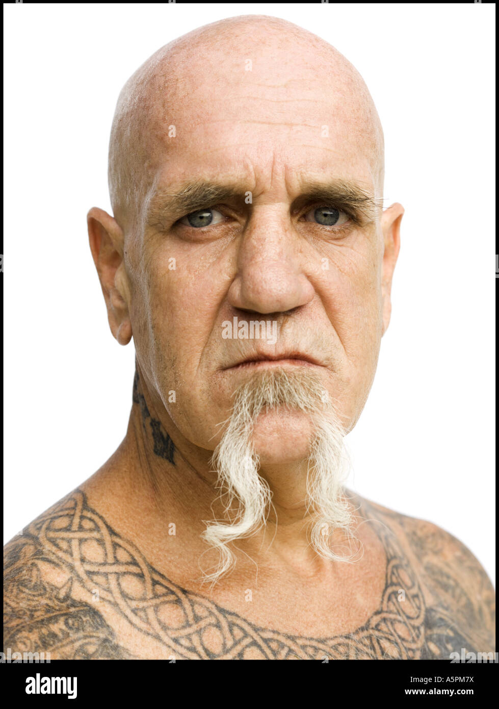 Bald man with tattoos Stock Photo - Alamy