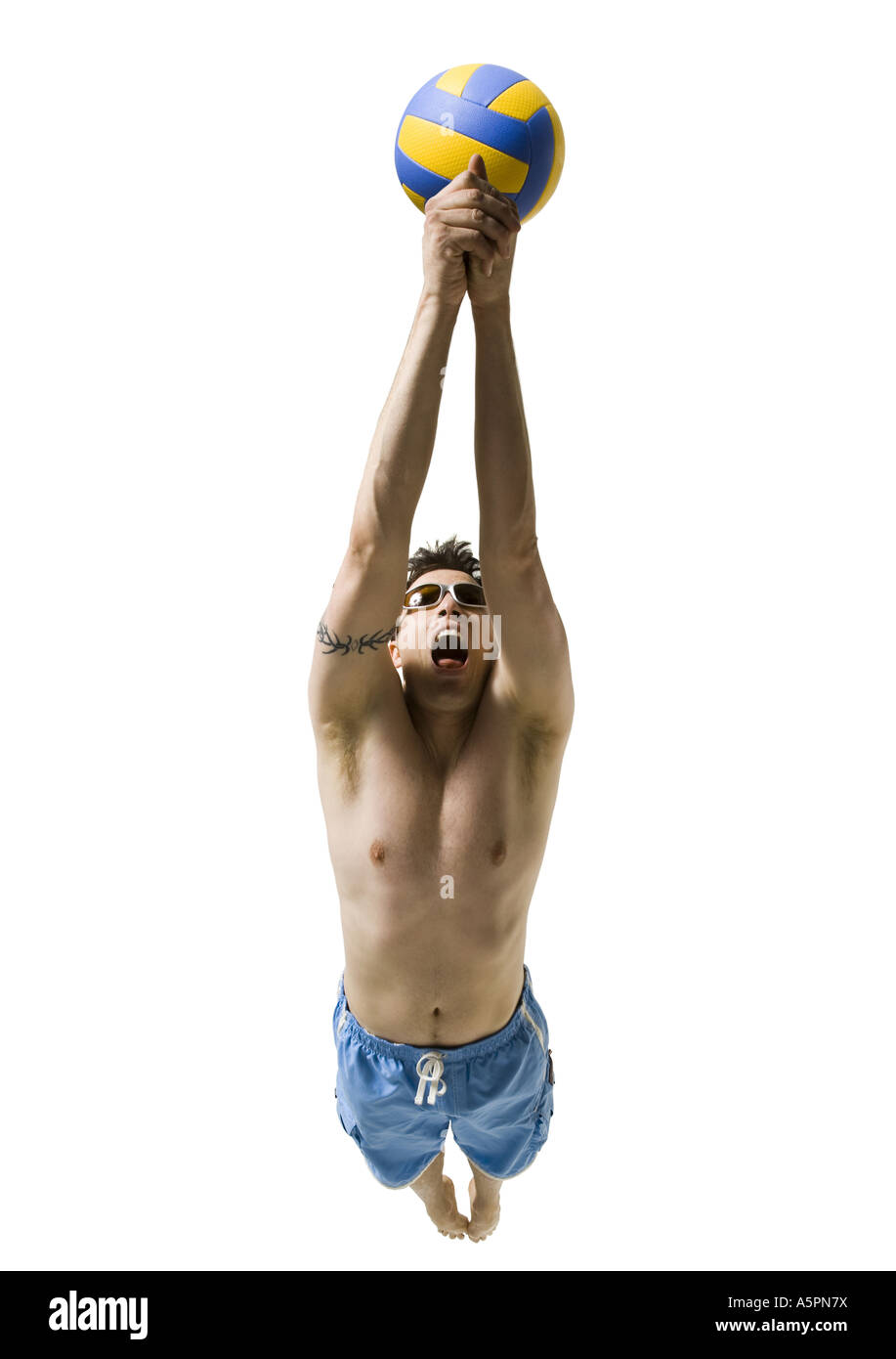 Diving volleyball player Stock Photo Alamy