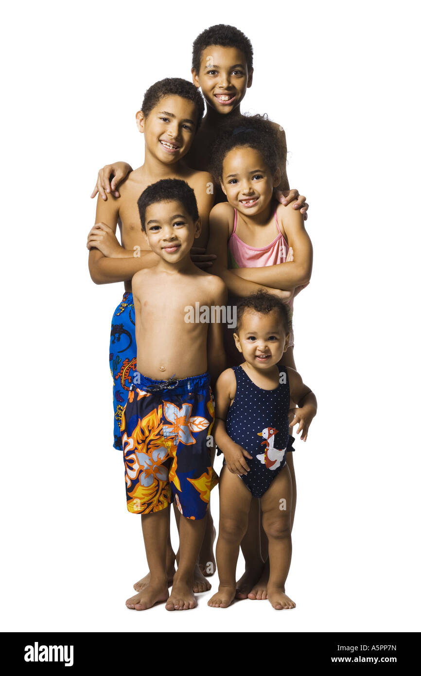 Group portrait of young brothers and sisters Stock Photo Alamy