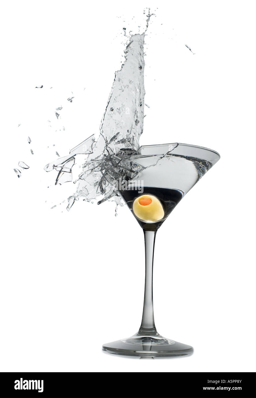 Exploding martini glass Stock Photo Alamy