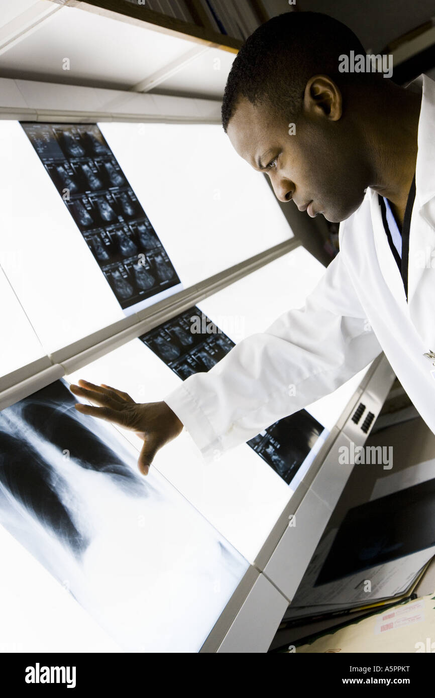 Male doctor looking at chest x rays Stock Photo - Alamy