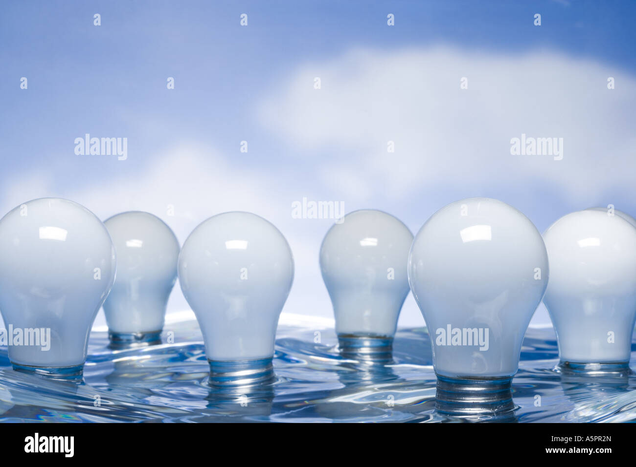 Light bulbs floating in water Stock Photo Alamy