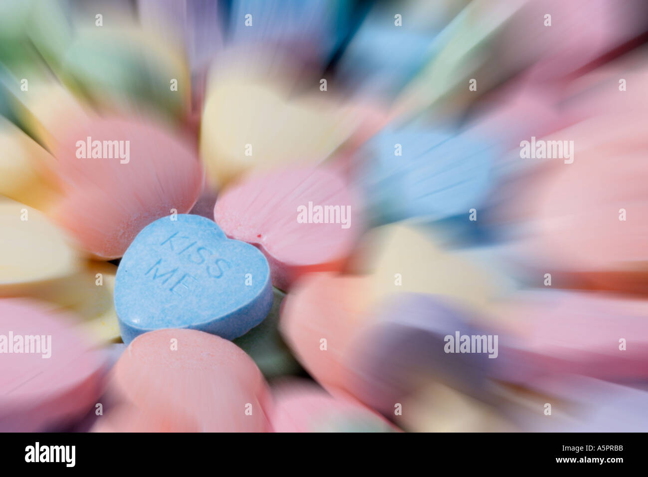 Candy hearts expressing the massage kiss me showing special feelings of
