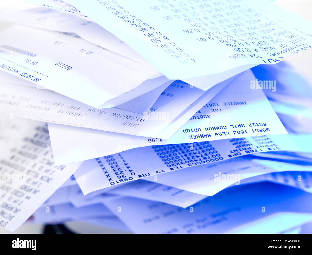 Close-up of receipts Stock Photo