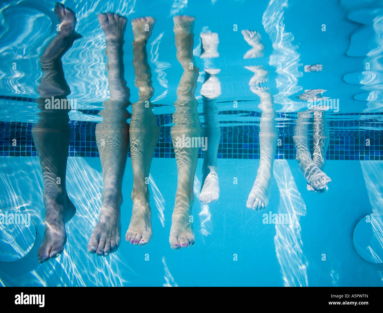 Feet dangling in swimming pool Stock Photo Alamy