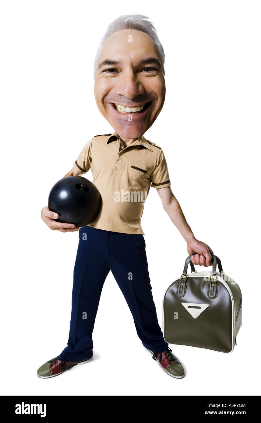 Caricature of male bowler Stock Photo