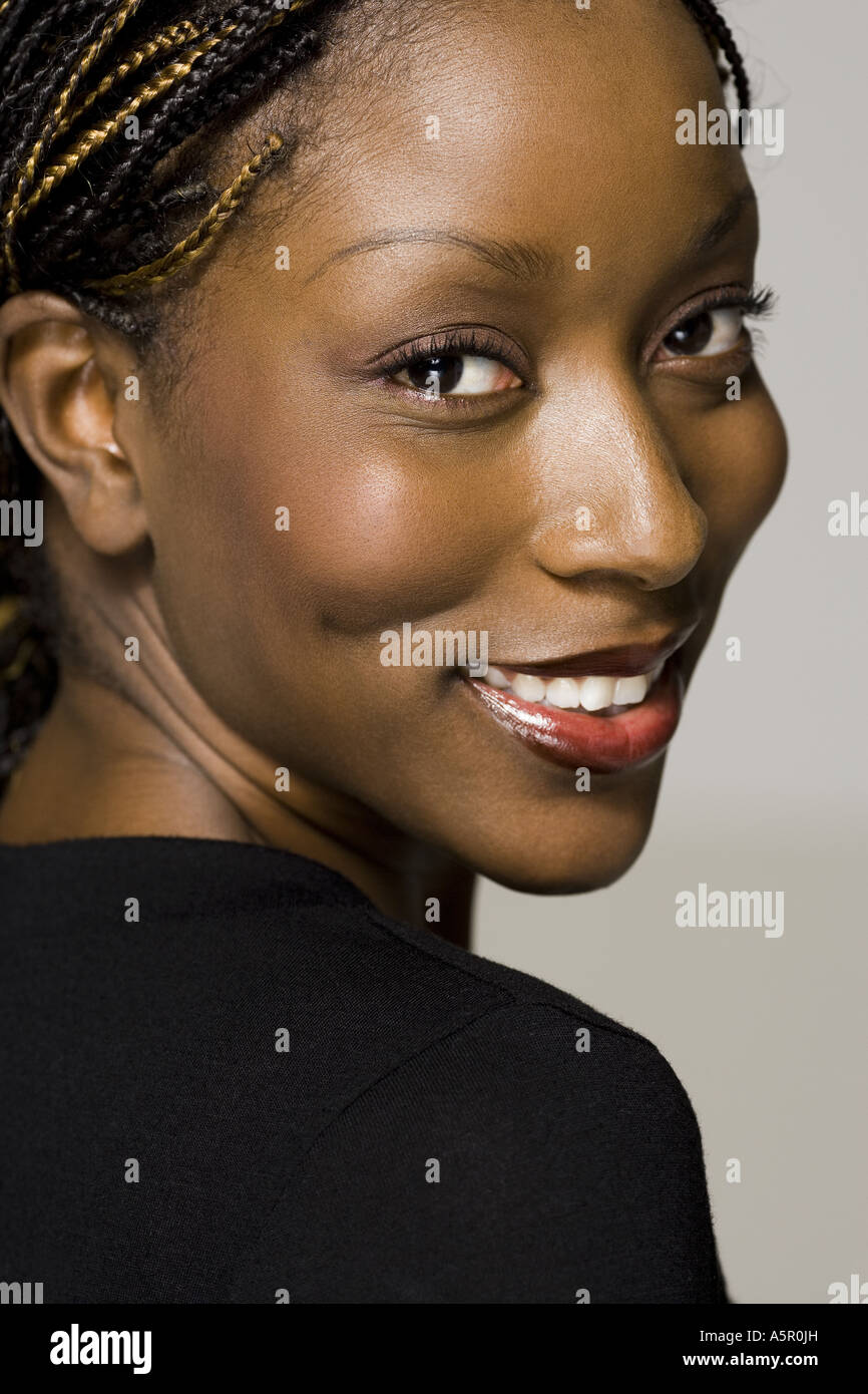 African woman braided hair smiling hi-res stock photography and images ...
