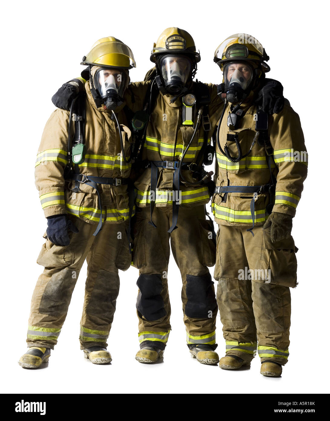 Portrait of three firefighters Stock Photo
