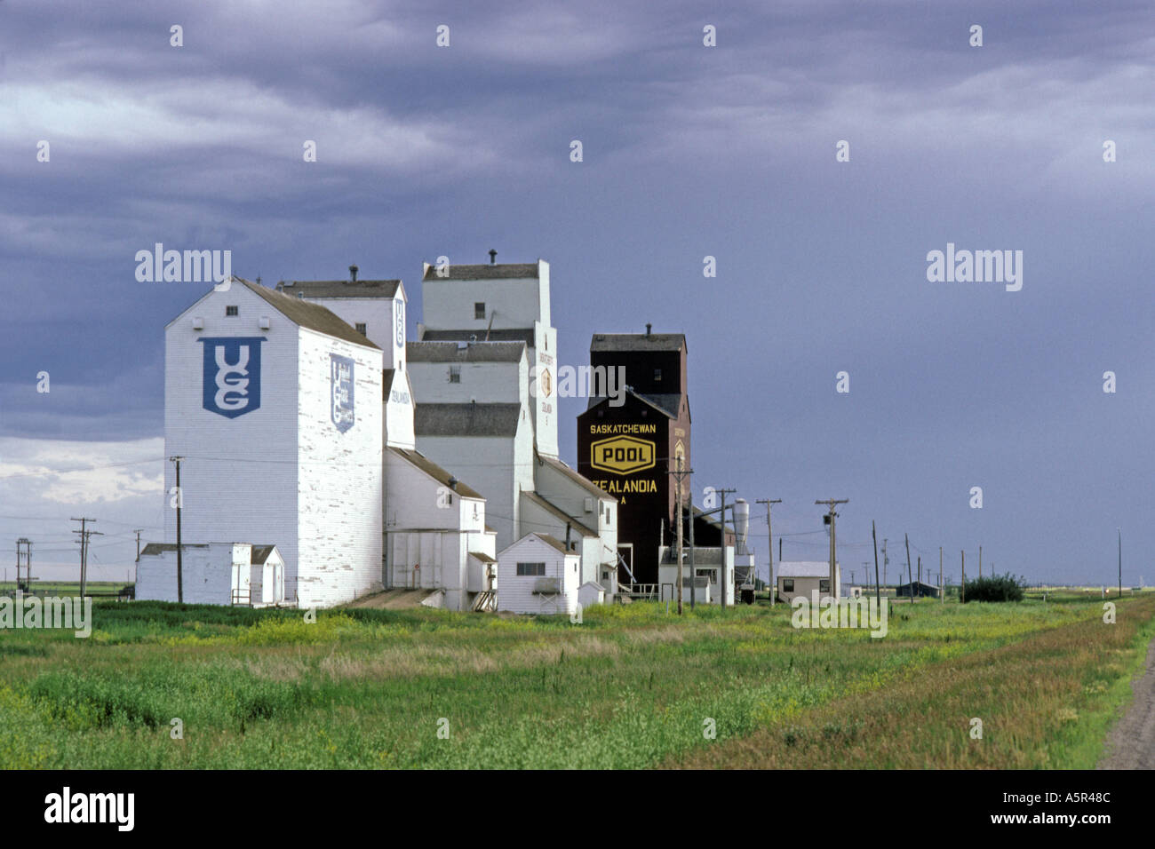 Canada Prairies Saskatchewan Zealandia grain elevators JMH0244 Stock