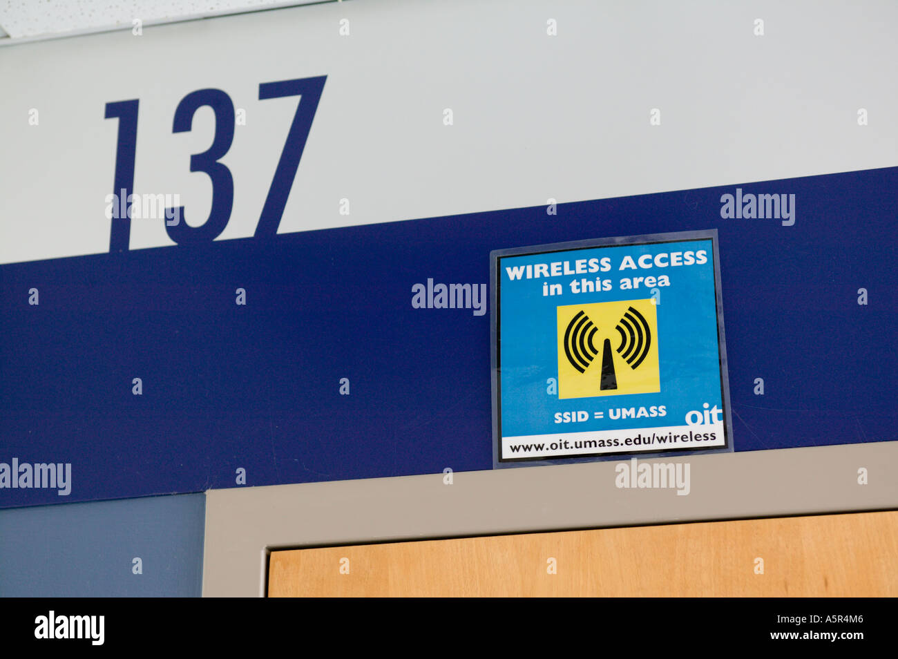 Wireless Access Information Sign in School Building Stock Photo