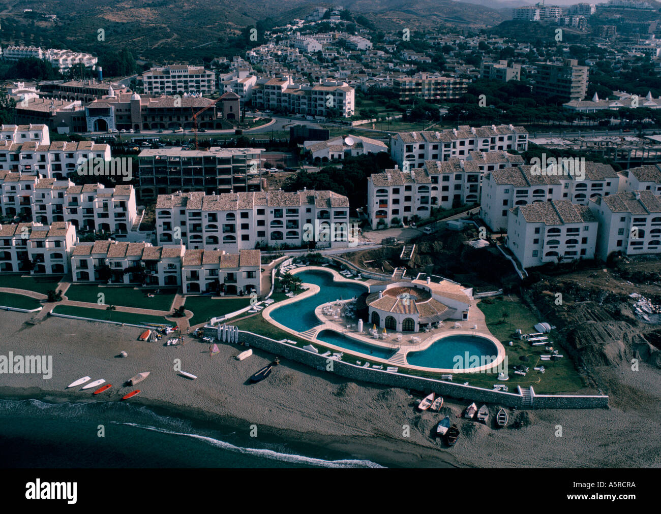 EXPENSIVE LUXURY BEACHFRONT HOUSING, COSTA DEL SOL AERIAL VIEW Stock Photo Alamy