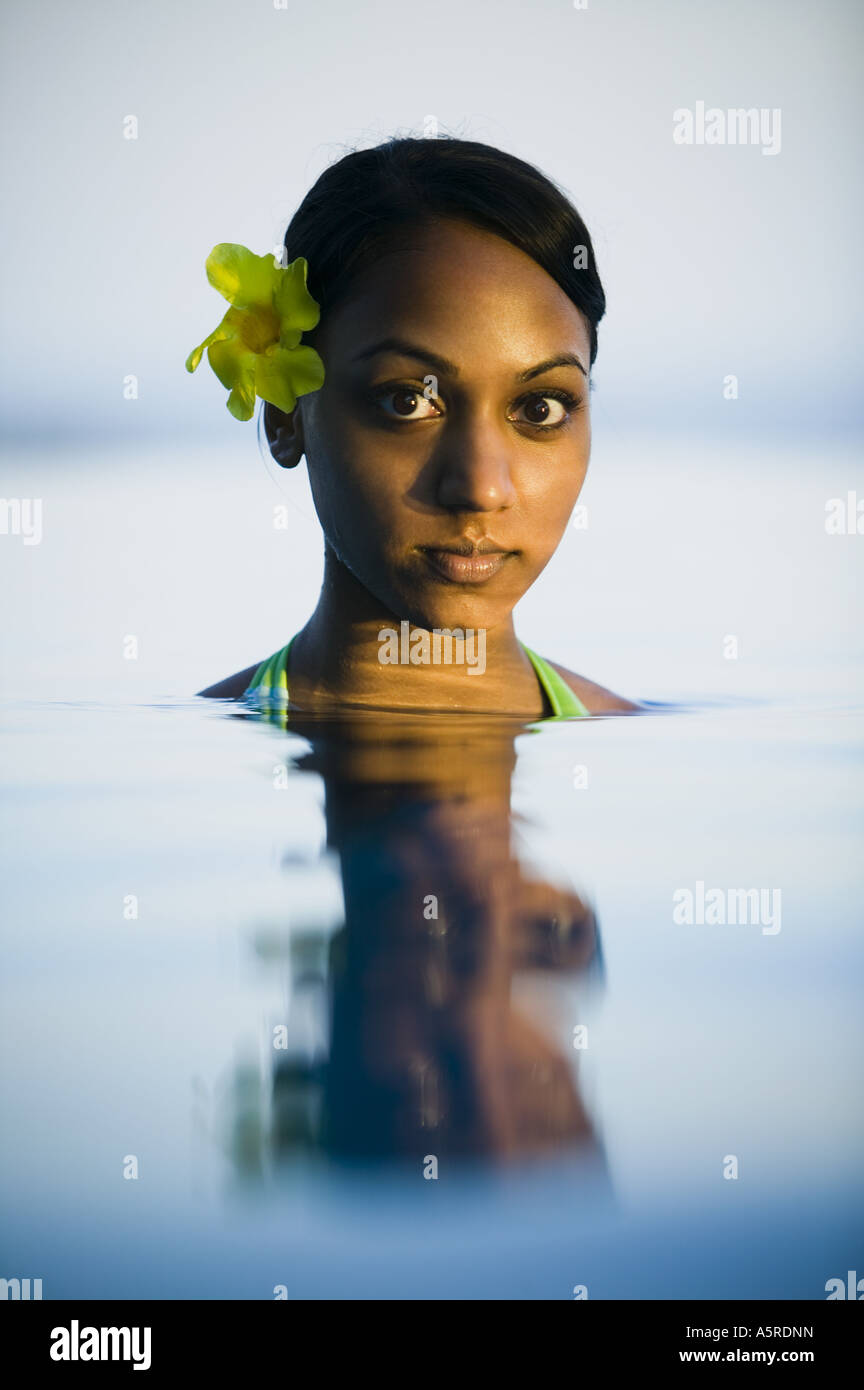 Portrait of a young woman in a swimming pool Stock Photo - Alamy