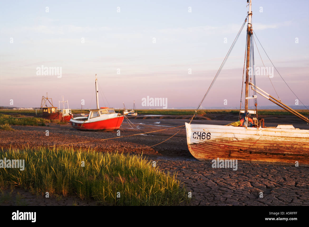 Boats River Dee Lower Heswall Wirral Merseyside England Stock Photo