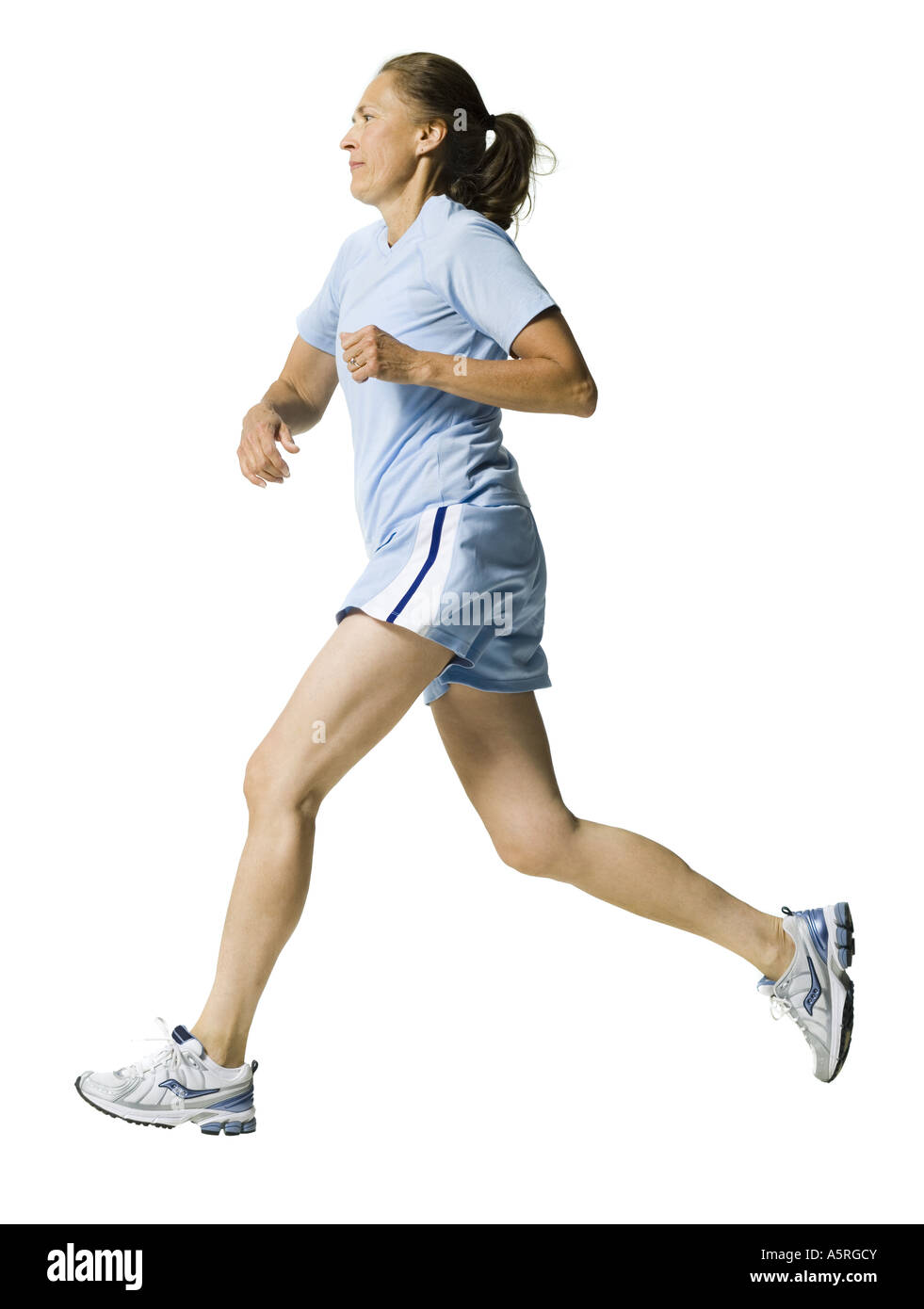 Profile Run Profile of a senior woman running Stock Photo - Alamy