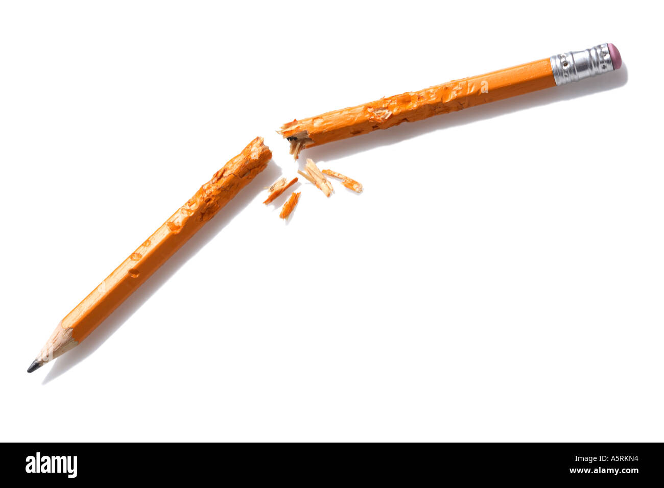 Chewed up and broken pencil Stock Photo