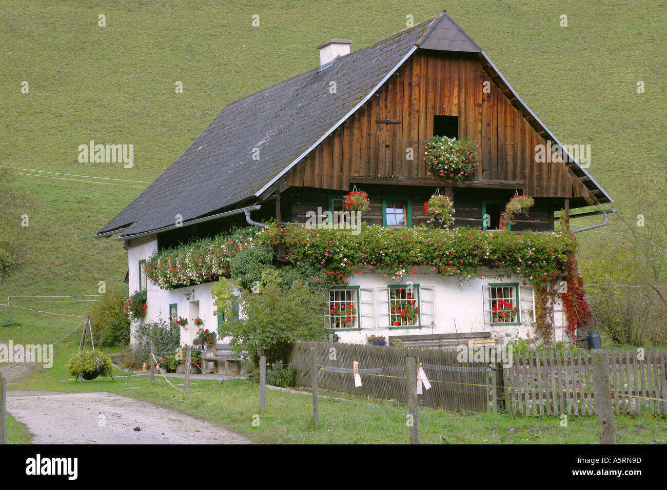 old farmhouse in the Fölzer valley Styria Austria Stock Photo