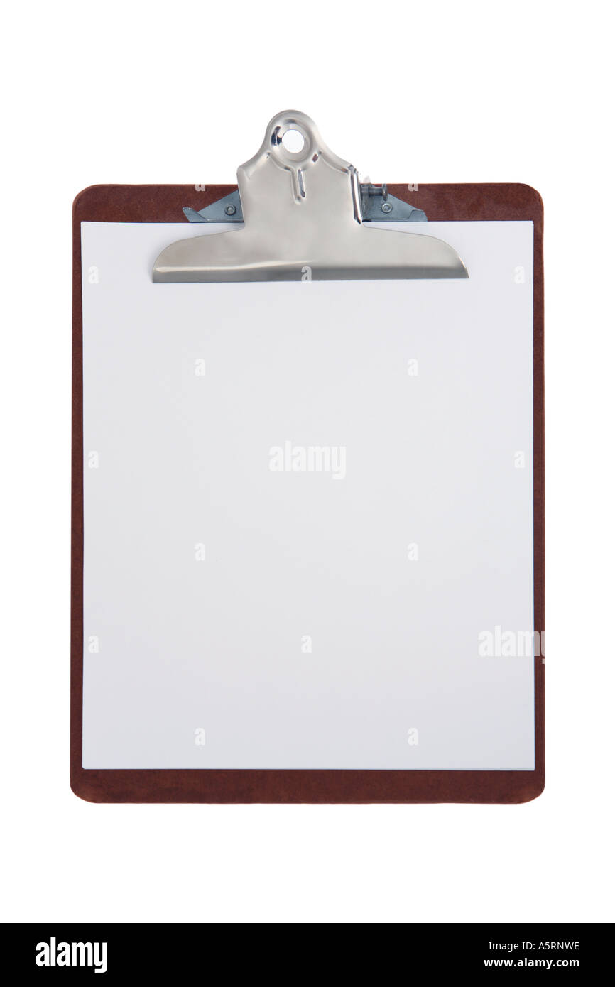 Clipboard with blank white paper Stock Photo
