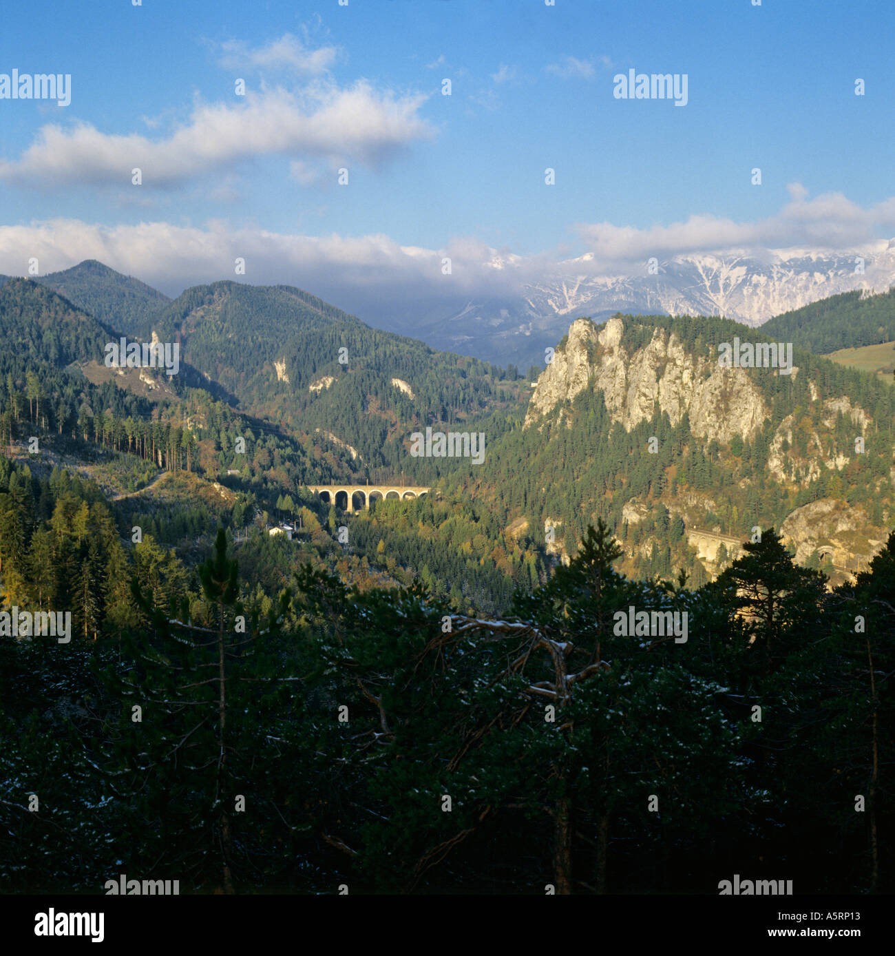 viaduct of historic train to Semmering UNESCO world heritage above ...