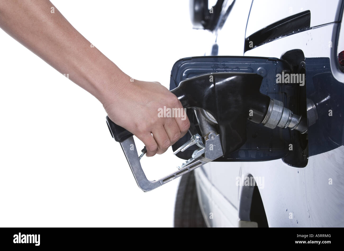 Filling up gas tank Stock Photo