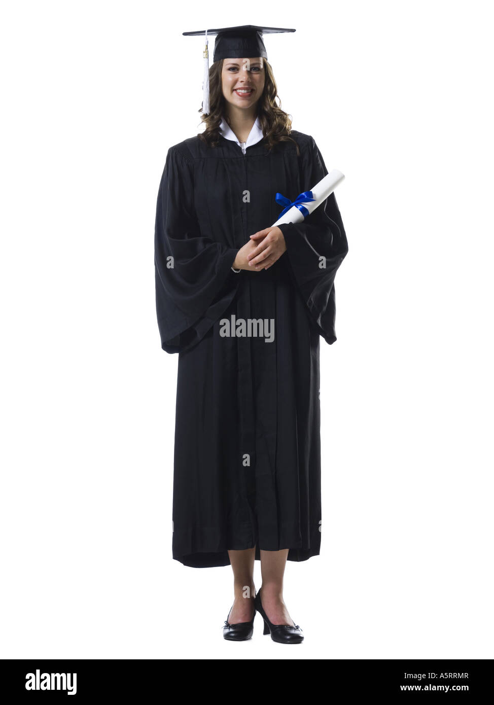 Female student graduate holding diploma Stock Photo - Alamy