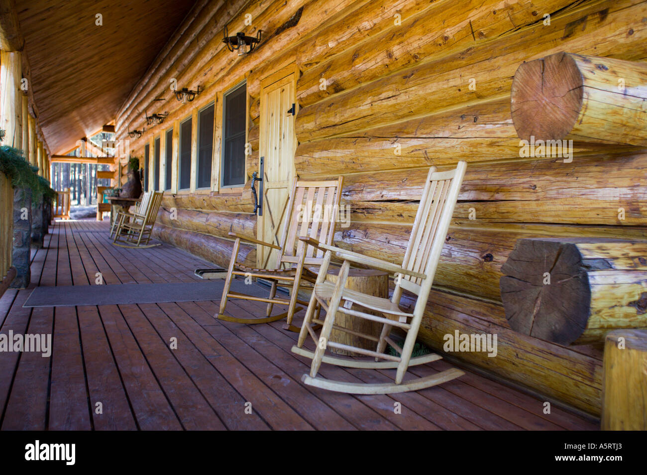 Front Porch of Hidden Meadow Lodge Greer Arizona Stock Photo