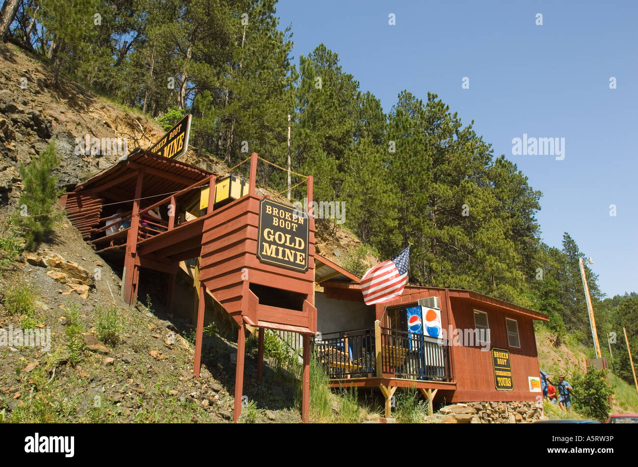 At the Broken Boot Gold Mine visitors can take a tour of an old gold mine Deadwood SD Stock Photo