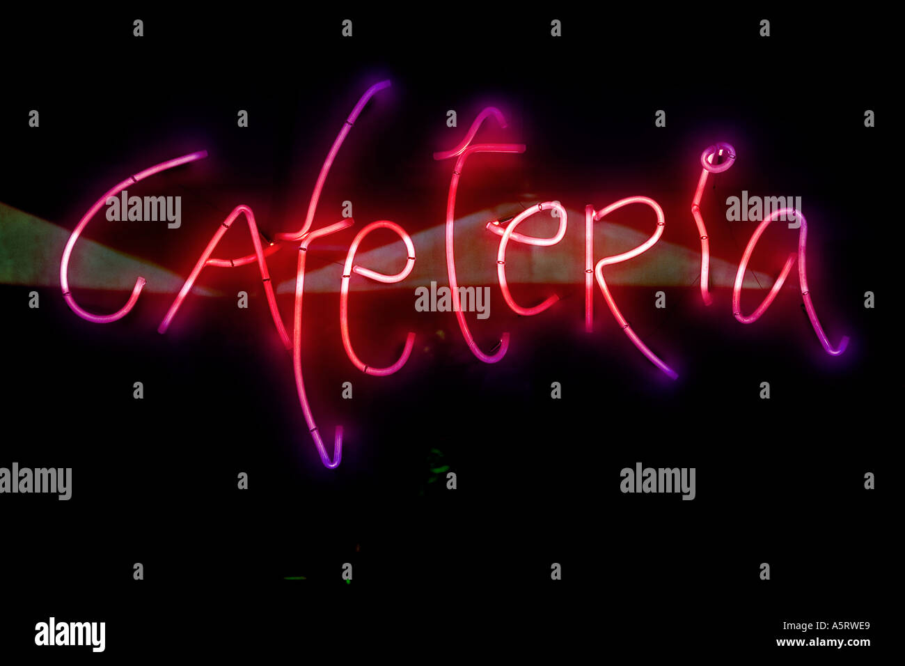 Neon sign saying Cafeteria Stock Photo