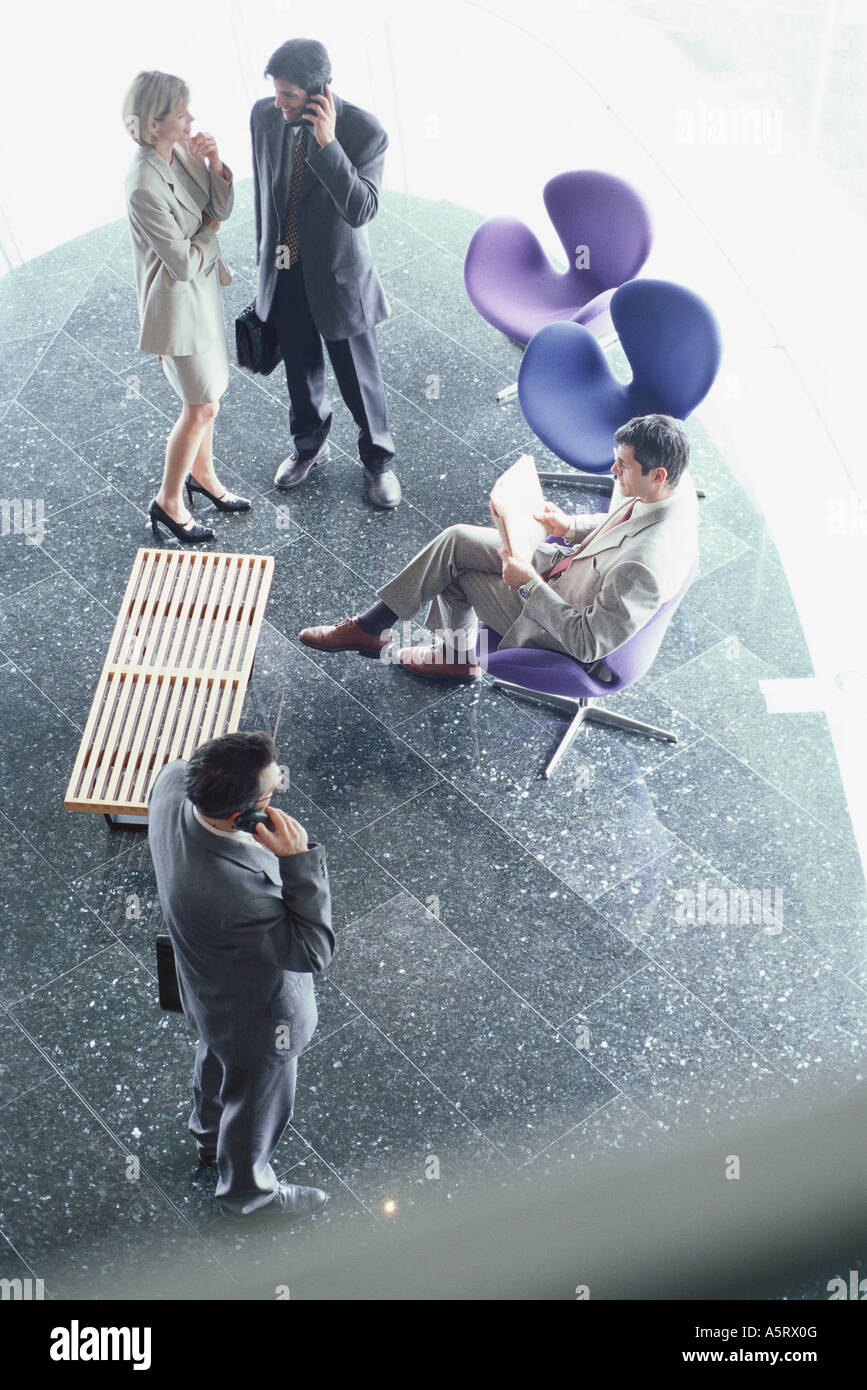 Business executives in lobby, high angle view Stock Photo