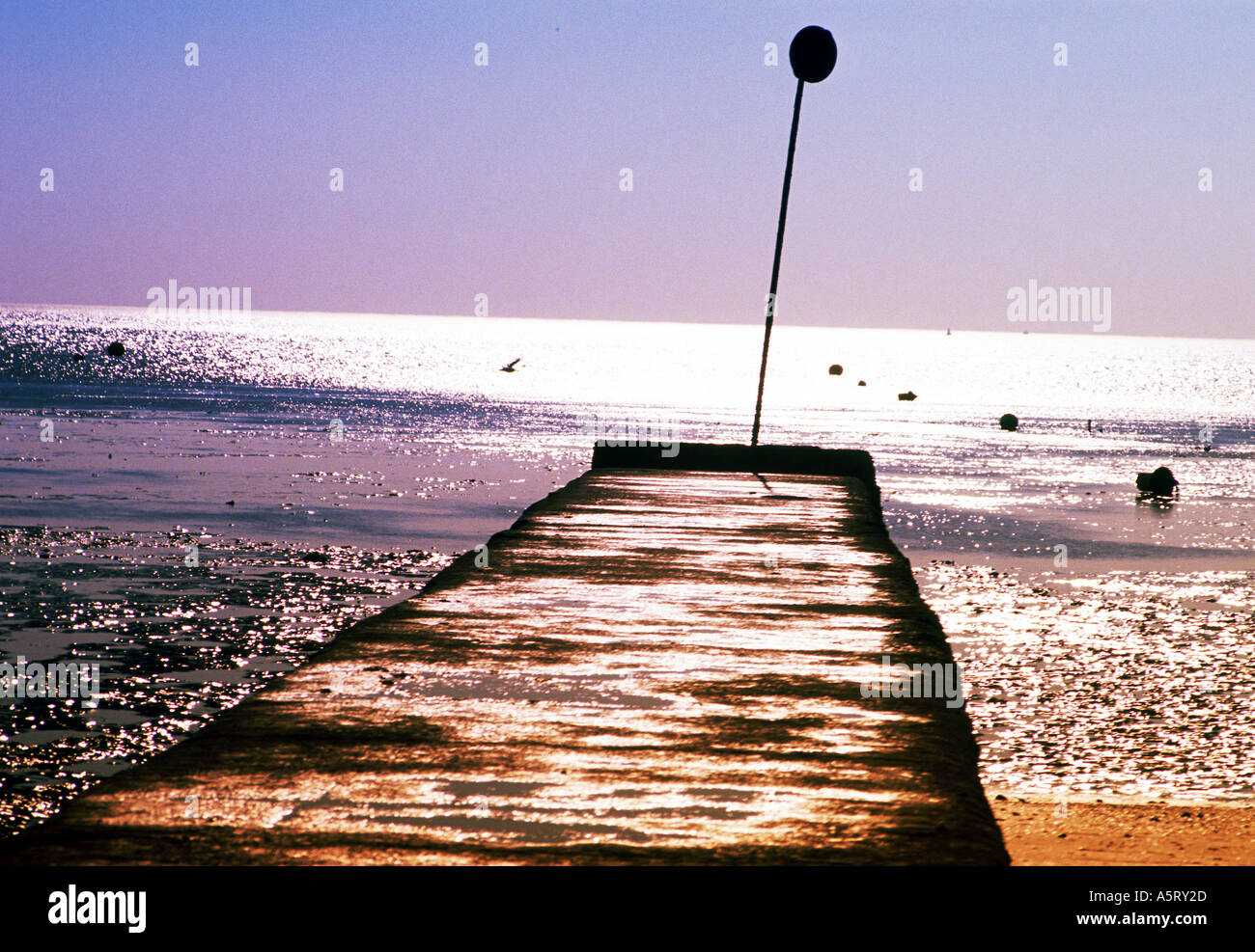 jetty at low tide Stock Photo