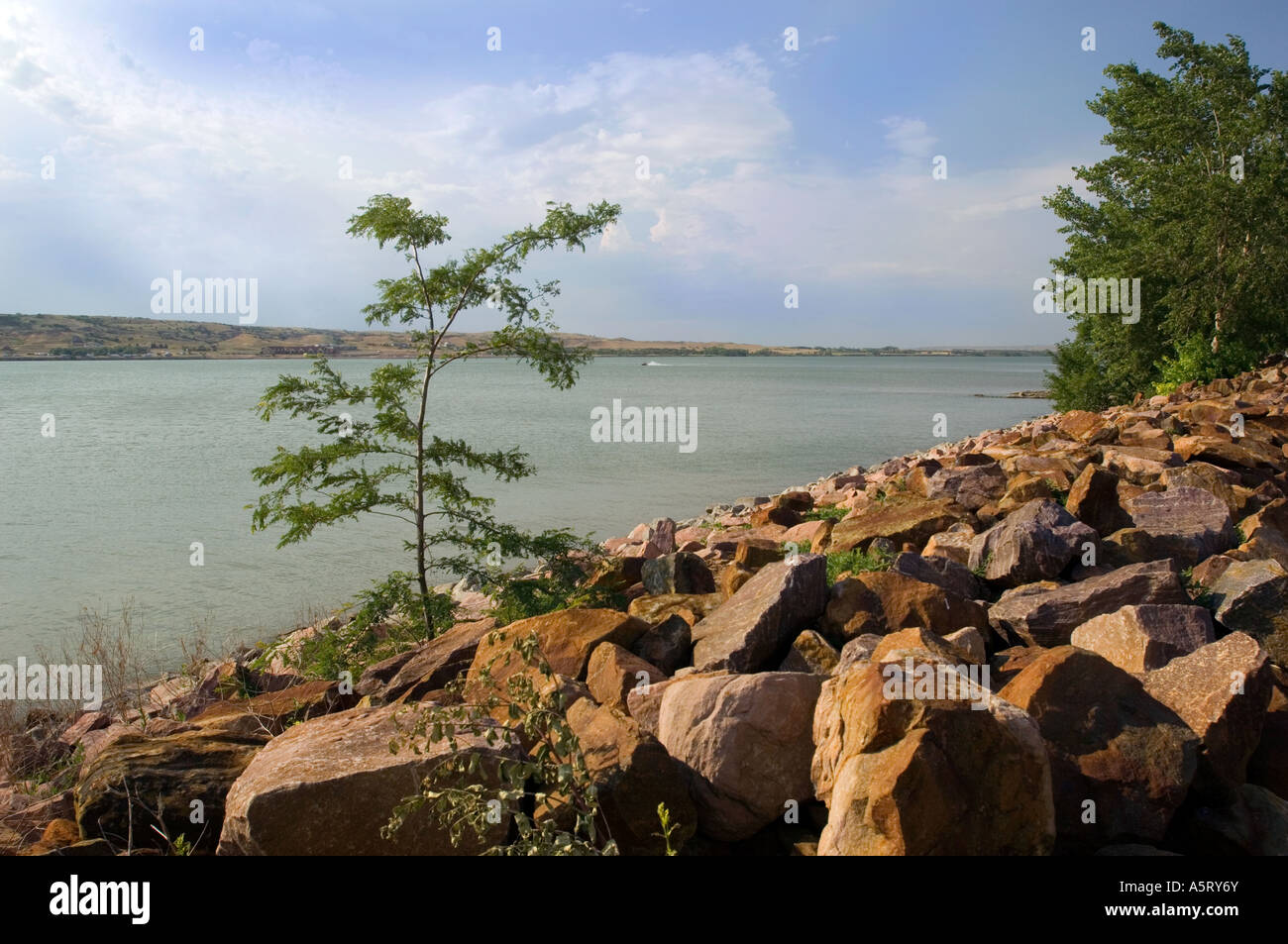 View of the Missouri River from Chamberlain South Dakota Stock Photo
