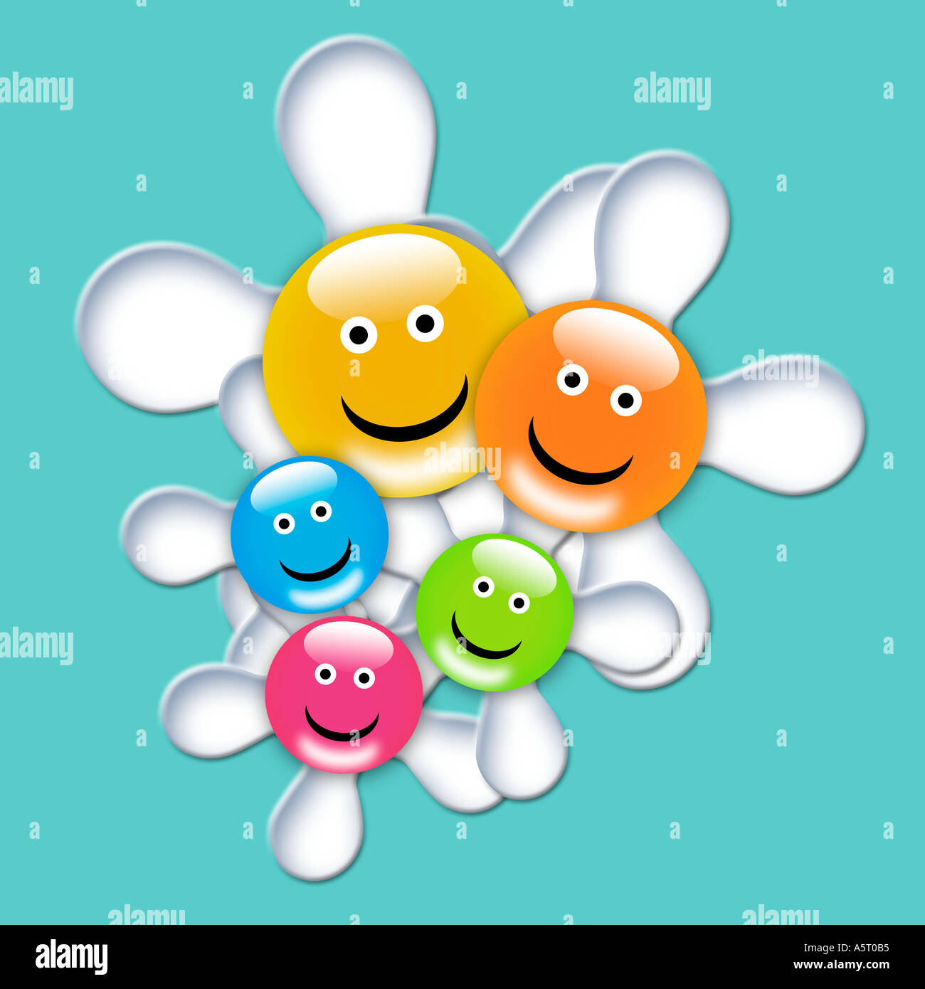 Smile flowers kids illustrations Stock Photo