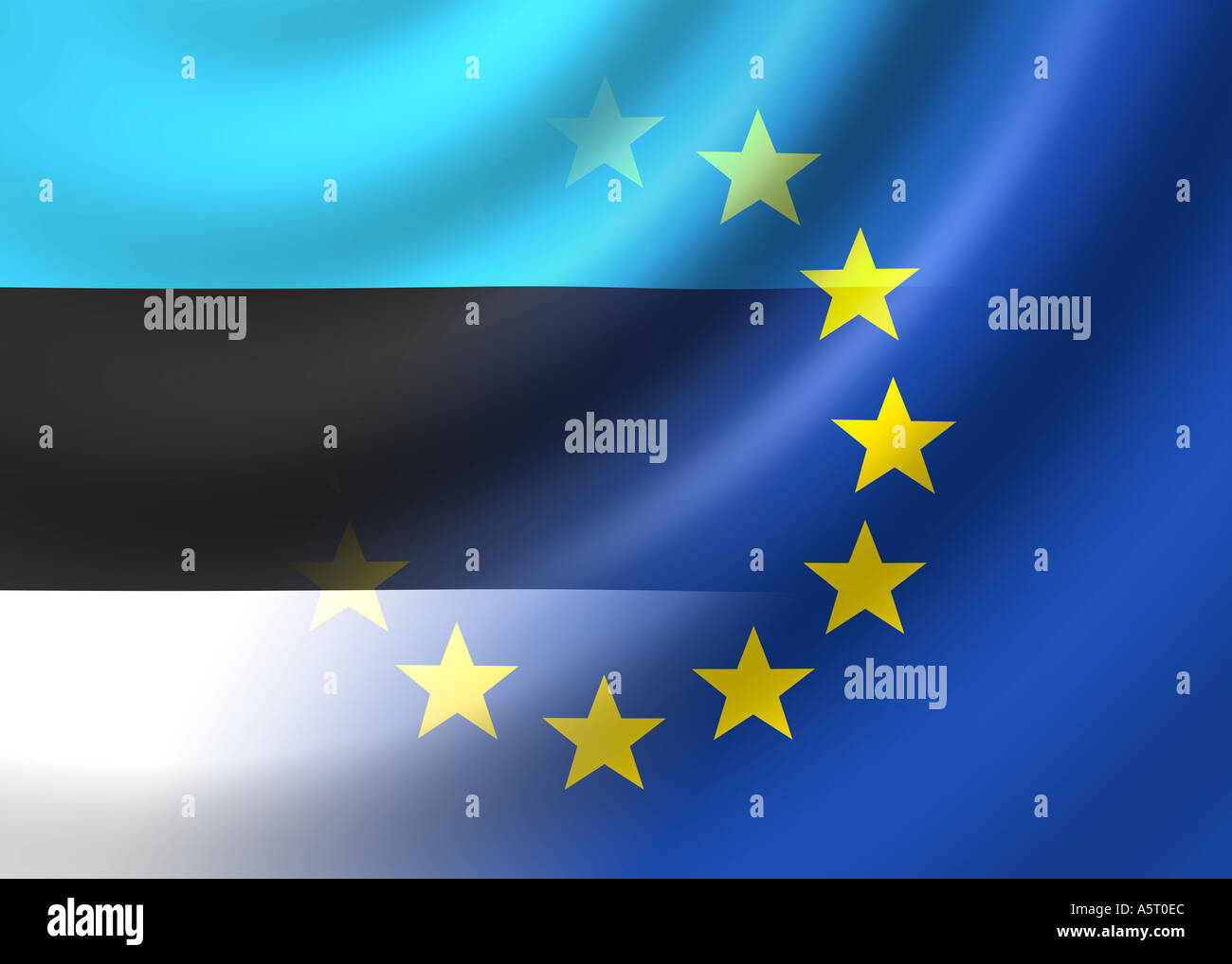 Flag of The Estonia and EU flag European Union Stock Photo