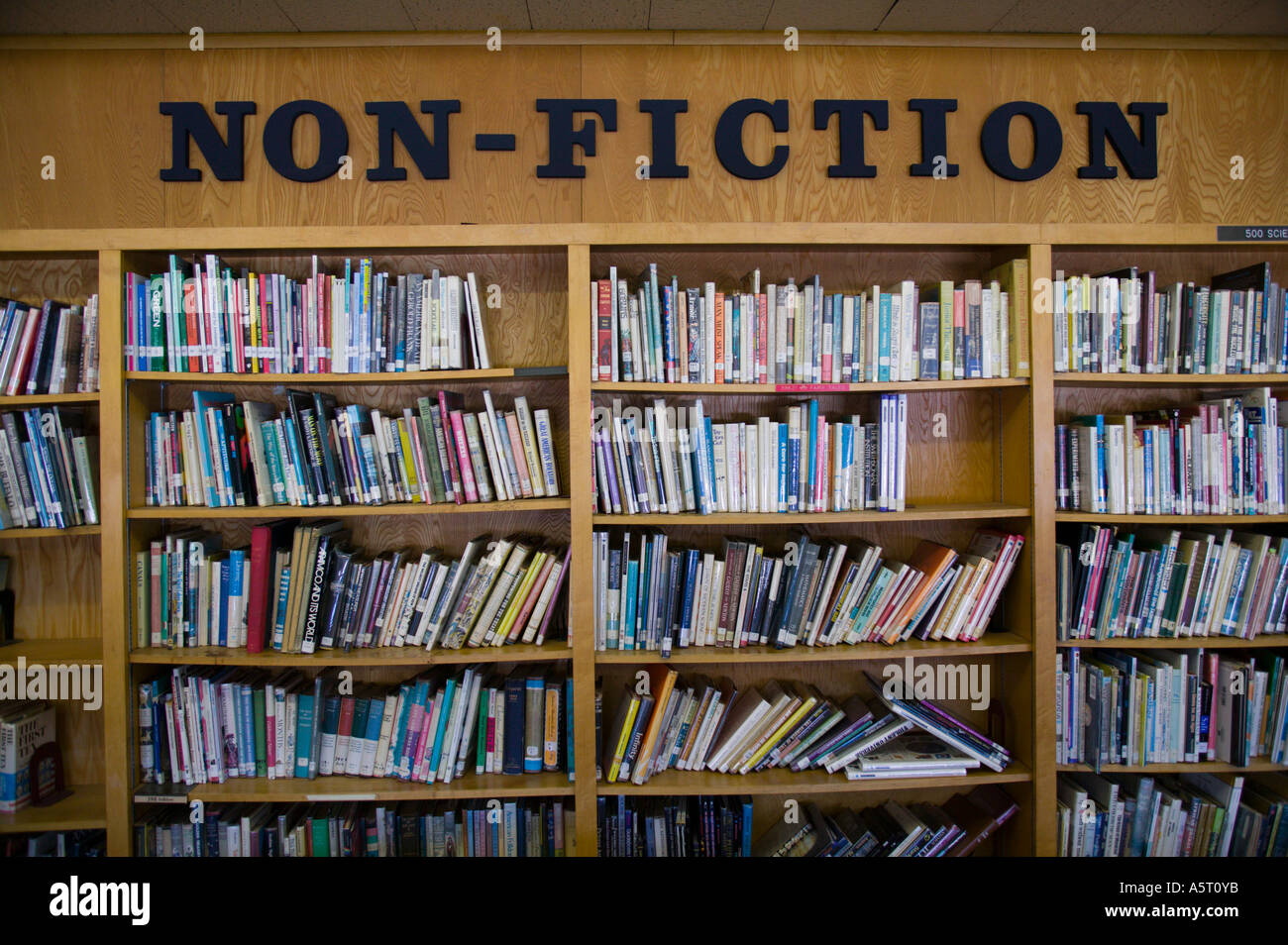 Book Shelf in High School Library Stock Photo - Alamy