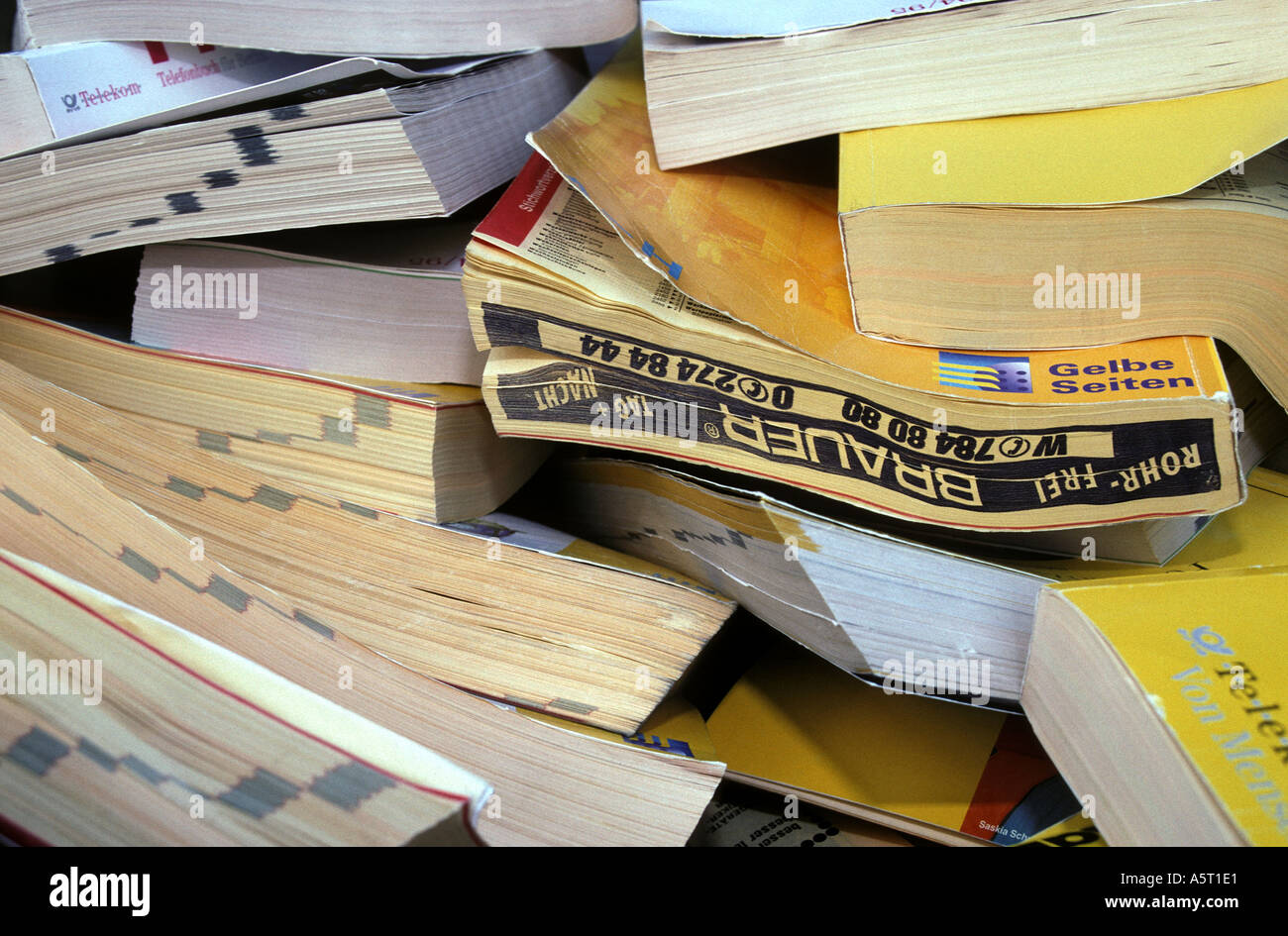 old telephone books waiting to be recycled Stock Photo Alamy