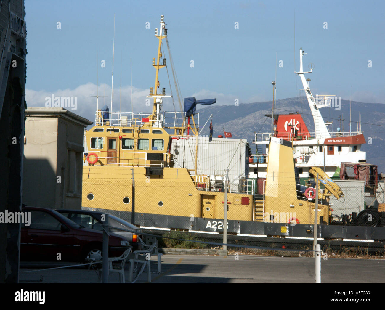 Twin Unit Tractor Tug Capable in dock in Gibraltar Stock Photo Alamy