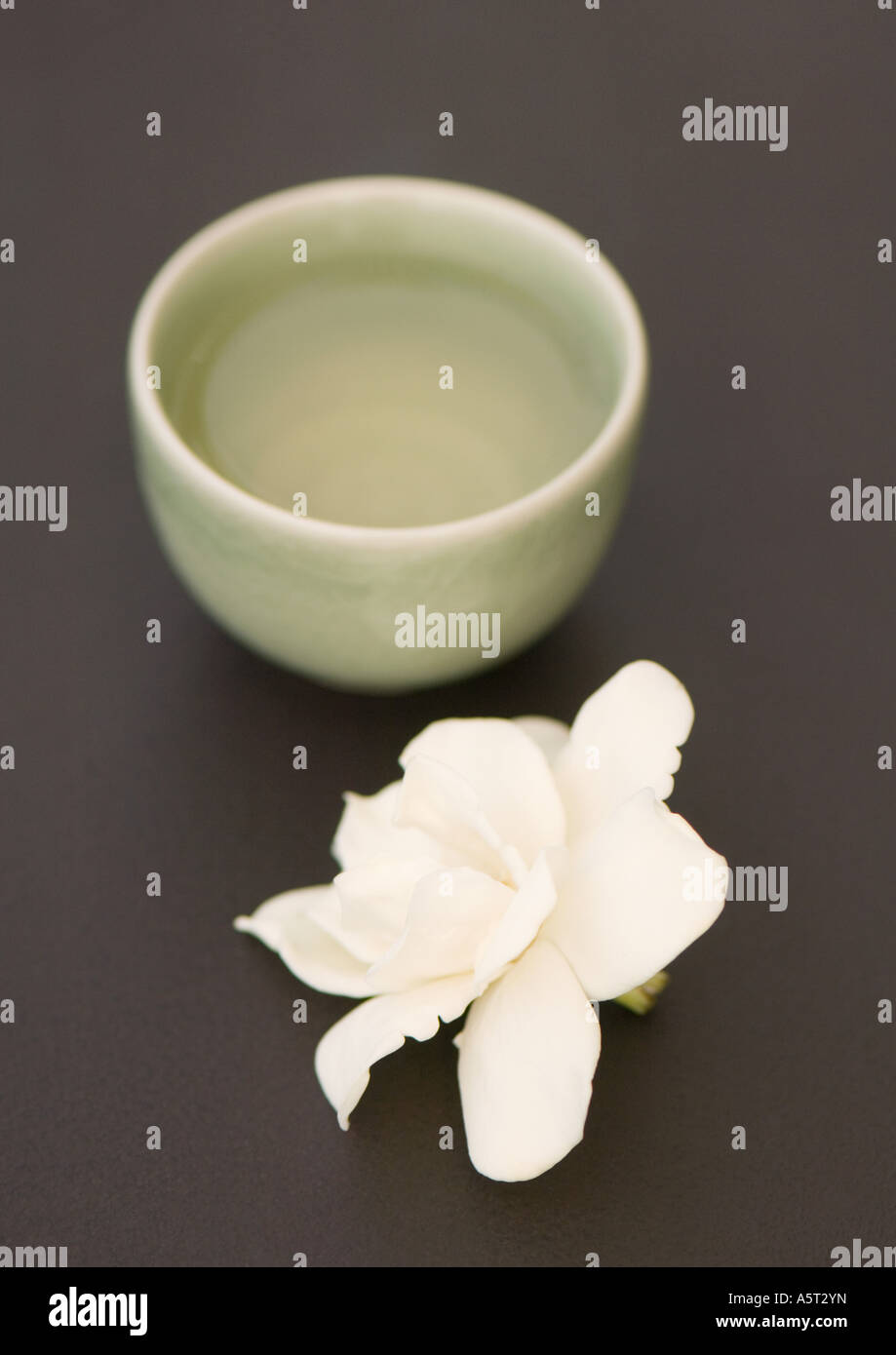 Bowl and gardenia flower Stock Photo