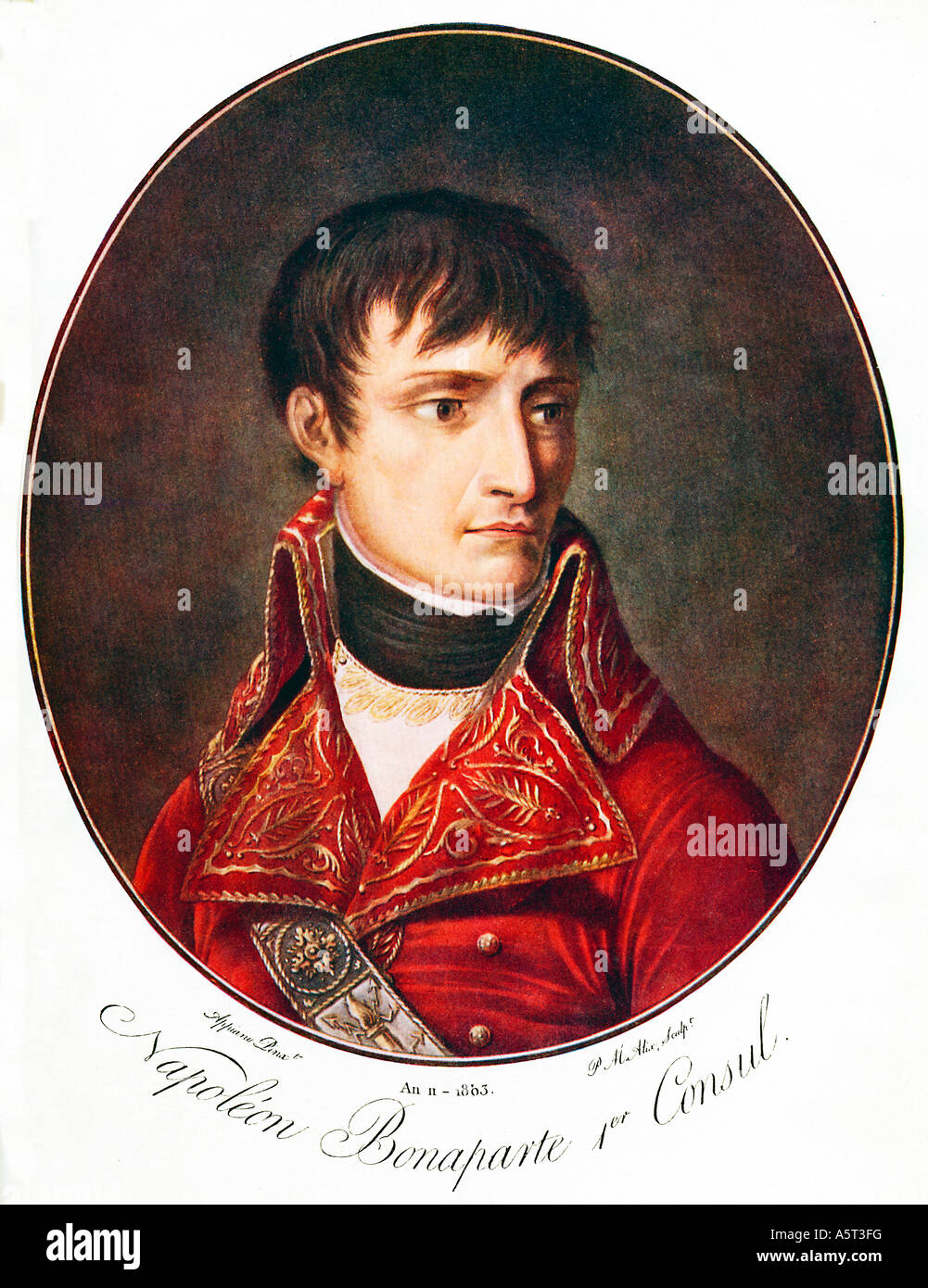 Napoleon Bonaparte 1er Consul by PM Allix after Appiani a portrait from 1803 Stock Photo