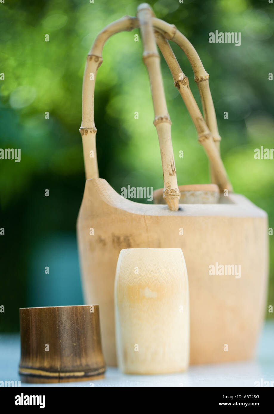 Bamboo tea set Stock Photo Alamy