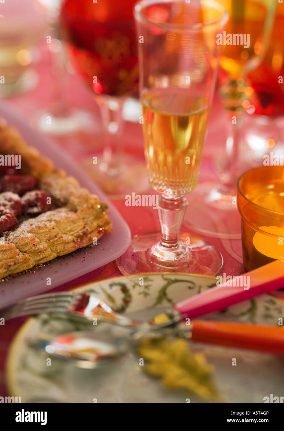Decorated table with place settings Stock Photo Alamy