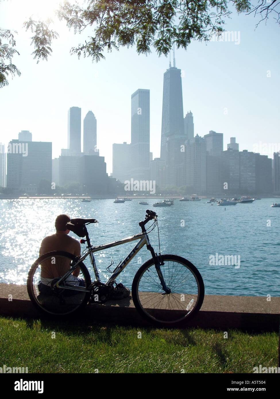 Man enjoying view lake buildings hi-res stock photography and images ...