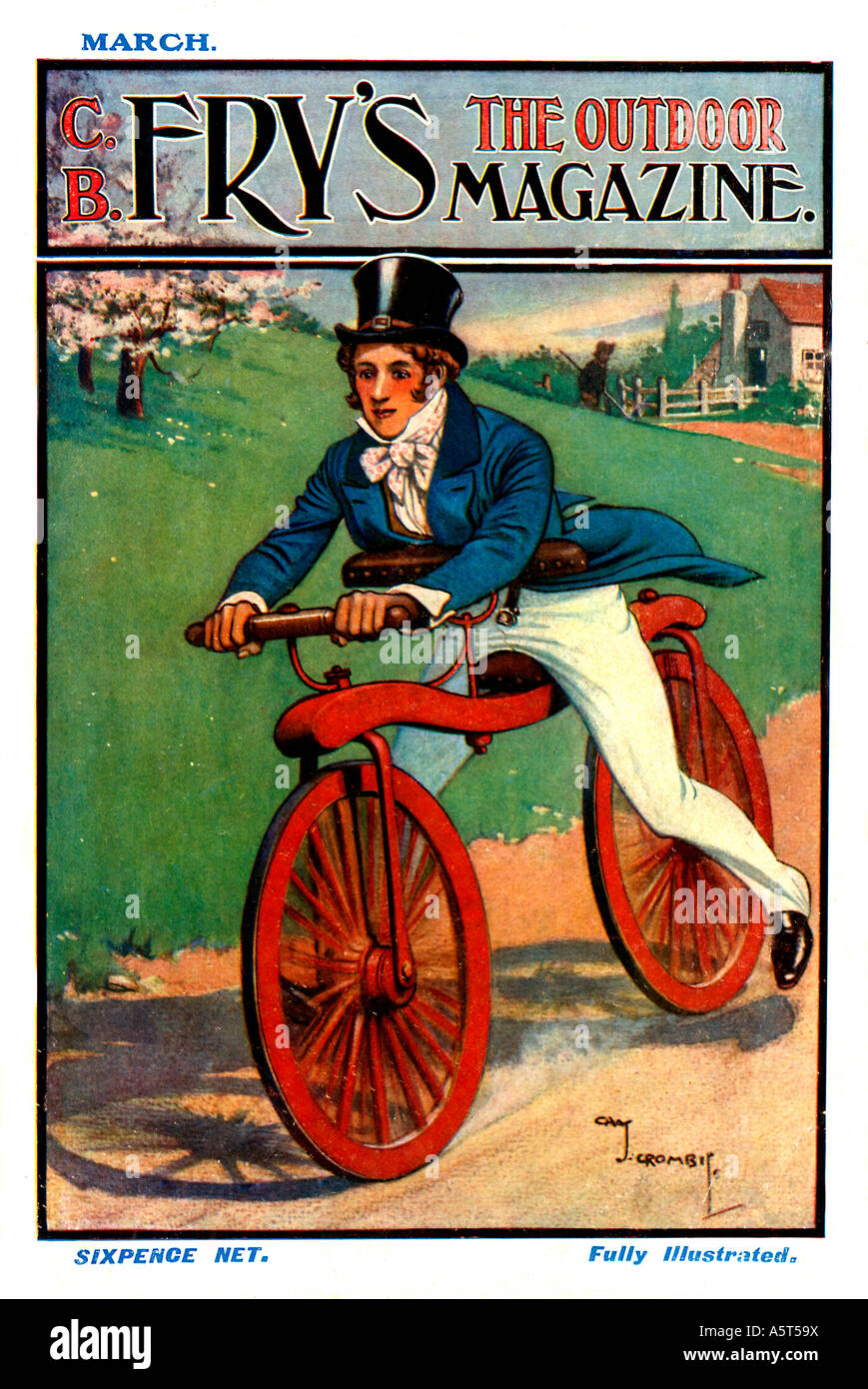 Cycling Frys Magazine 1906 cover of the Edwardian sports magazine edited by Englands great all rounder Stock Photo