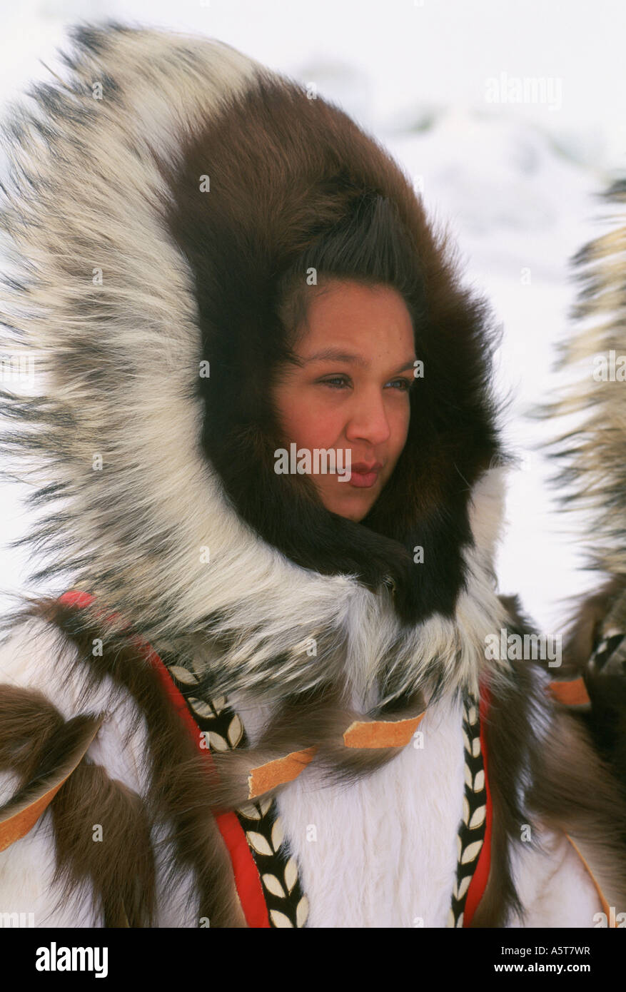 Young Eskimo woman dressed in traditional fur clothing Barrow Alaska Stock  Photo - Alamy