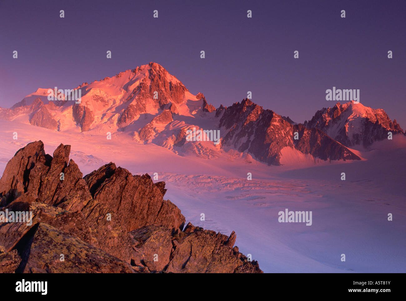 Sunrise on the Aiguille du Chardonnet Mont Blanc Massif French Alps ...
