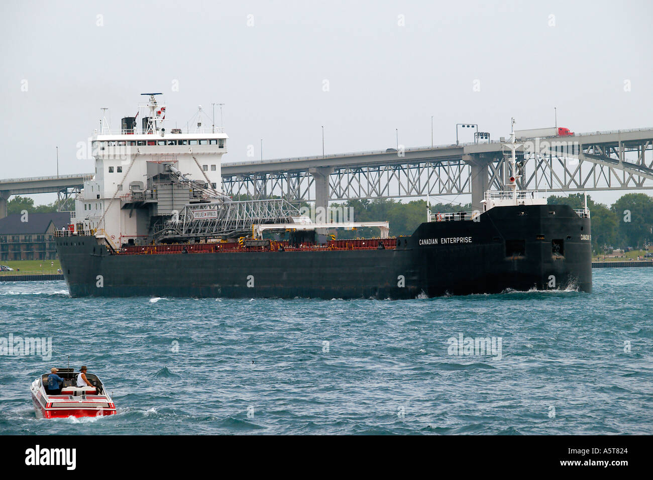 Great Lakes freighter heads down St Clair River Stock Photo Alamy