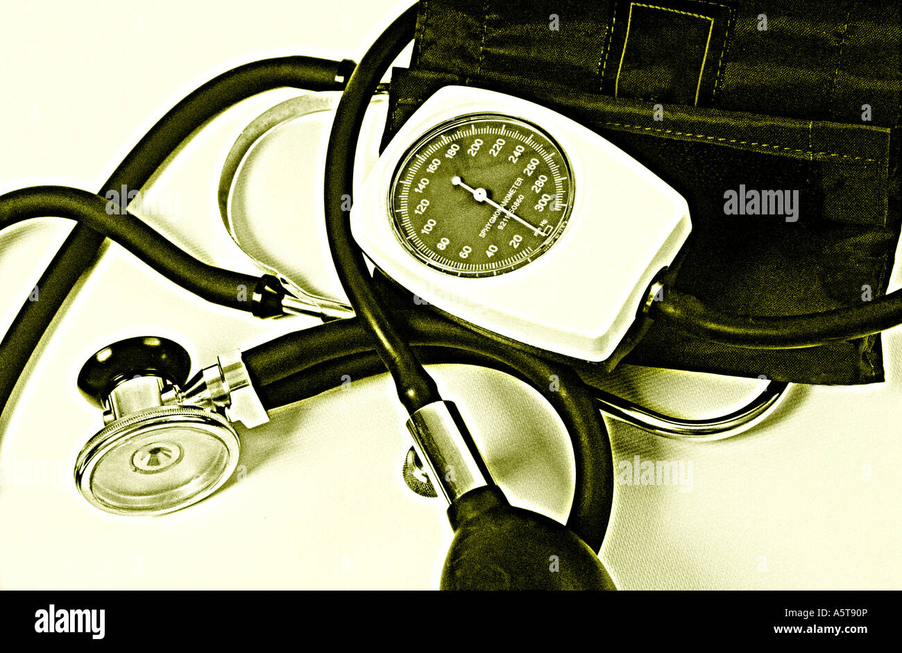 Blood Pressure Cuff and Stethoscope Stock Photo Alamy