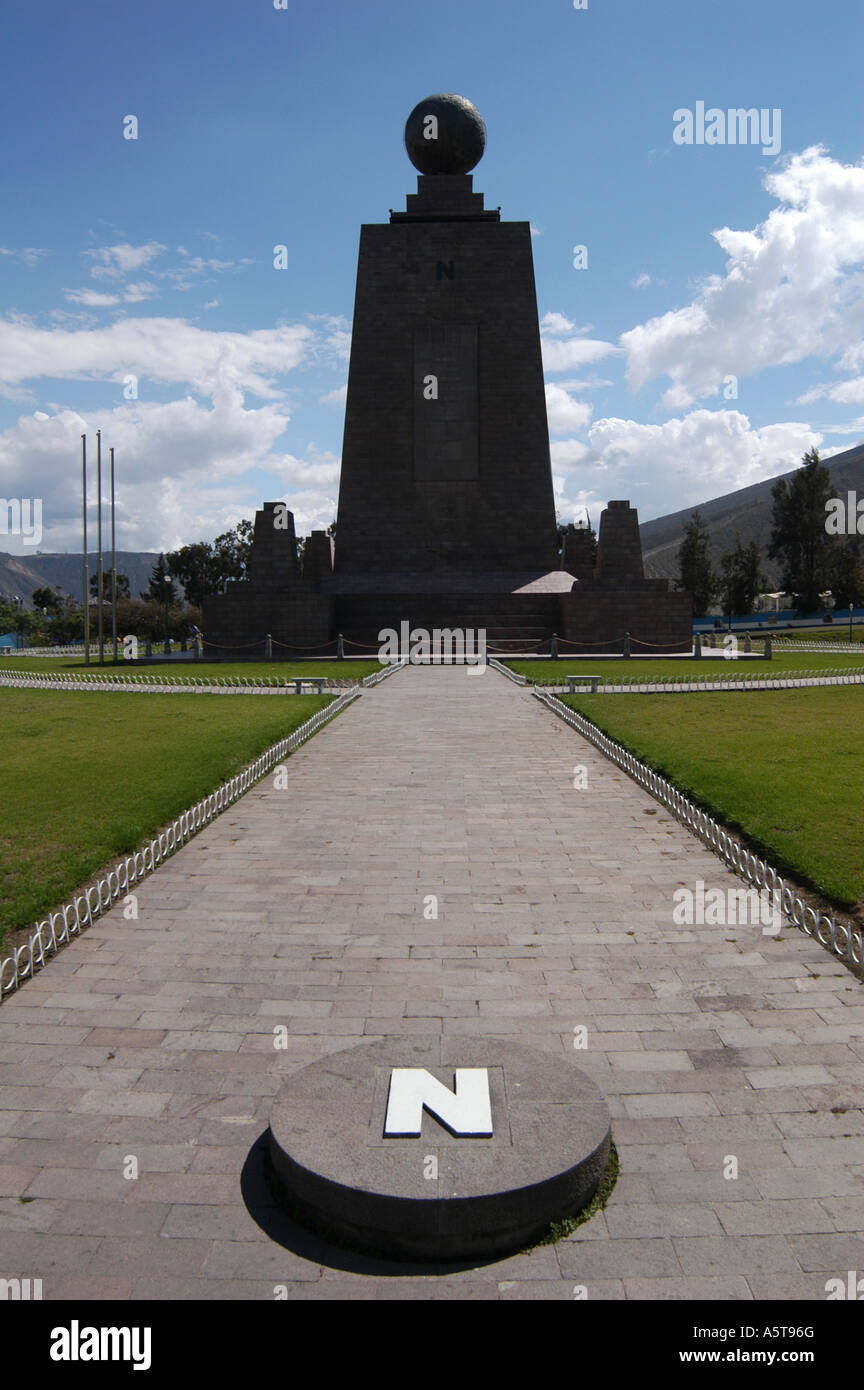 Monument Mitad del Mundo (the Middle of the World) on the equator line near Quito, Ecuador Stock Photo