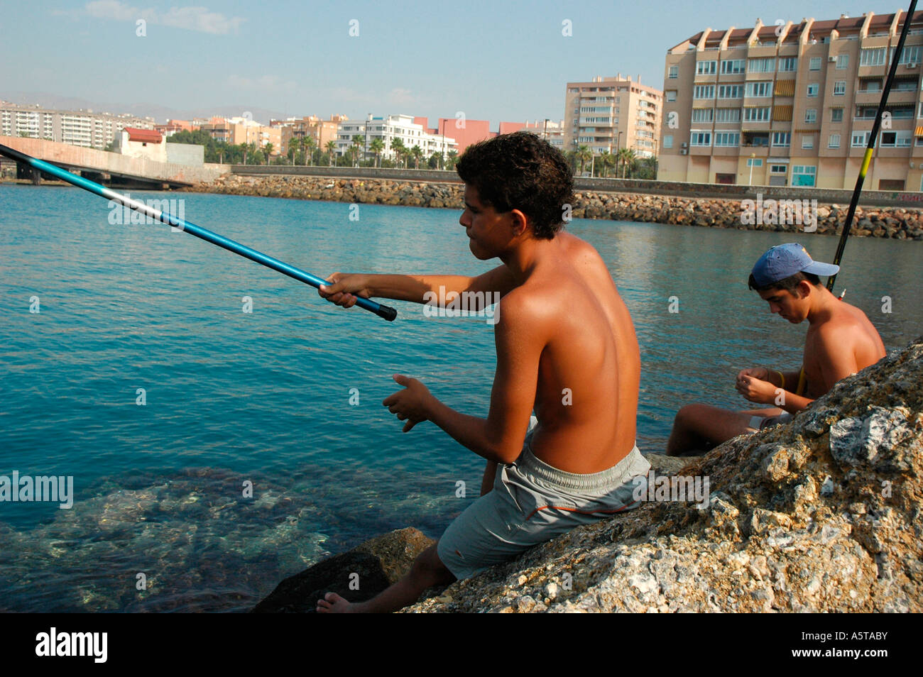 Fisherman at the port ALMERIA Andalusia Spain Stock Photo