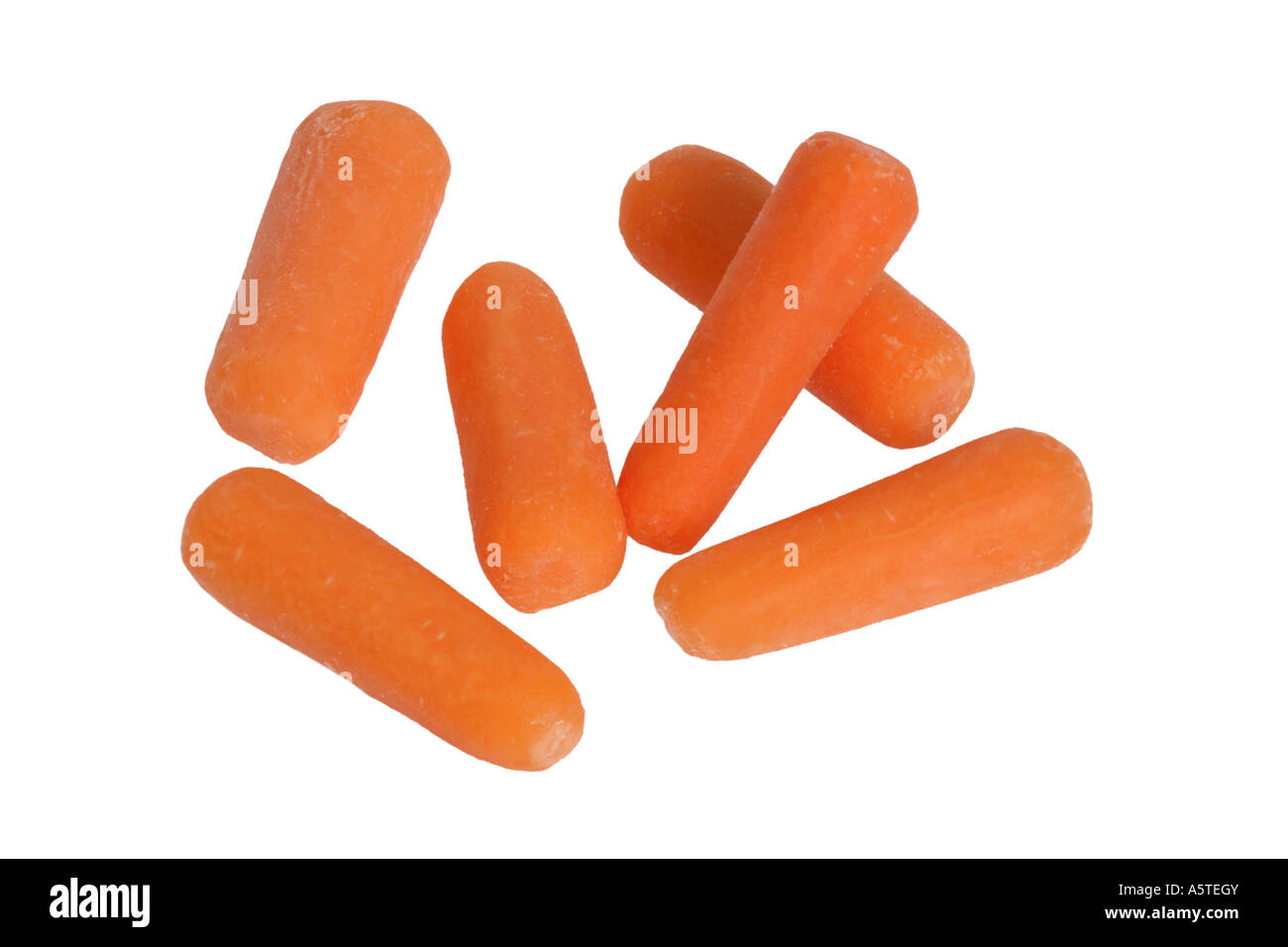 Peeled Baby Carrots cut out on white background Stock Photo Alamy