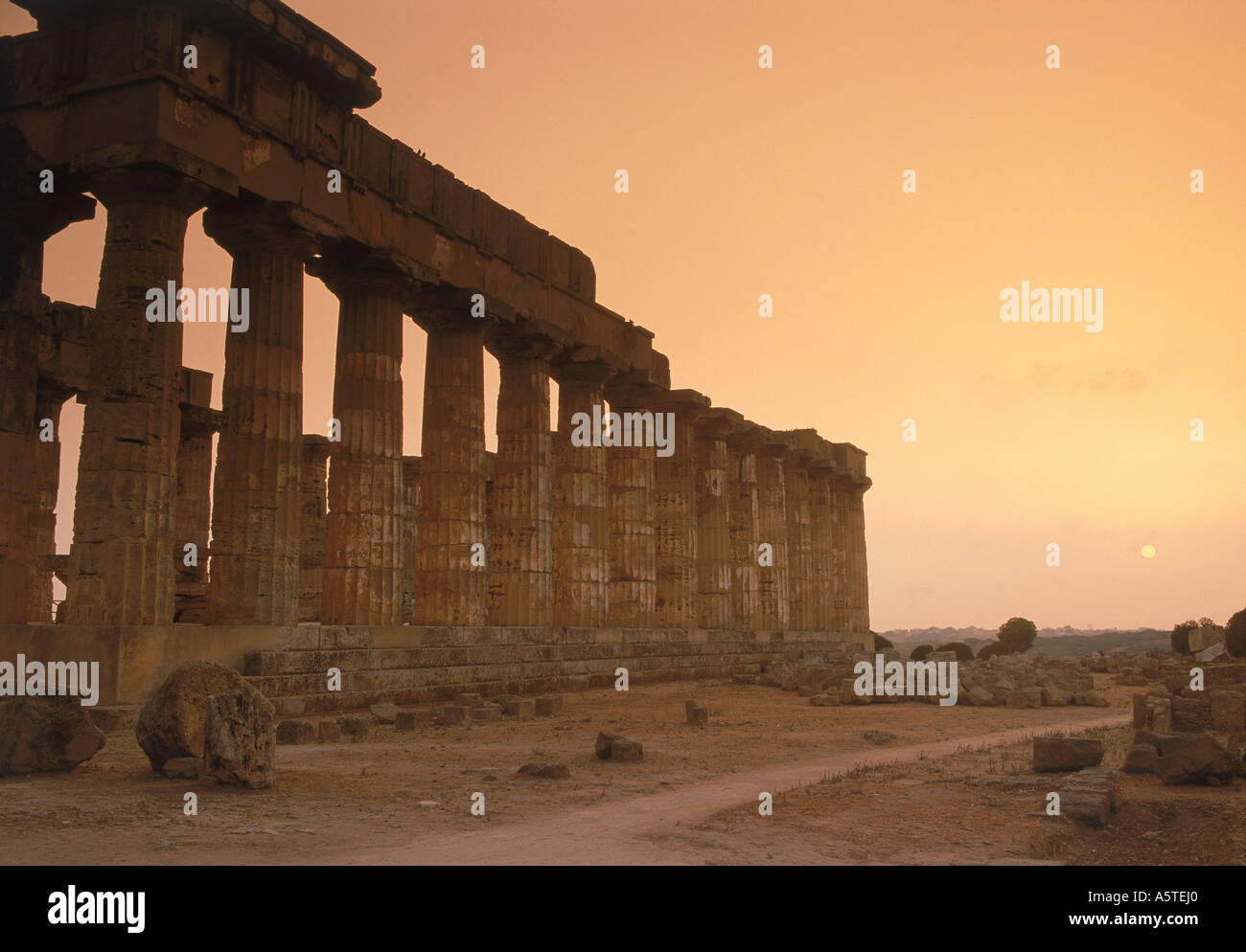 Ruins of Greek temple from 7th Century BC at Selinunte in Trapani Province on Sicily Stock Photo