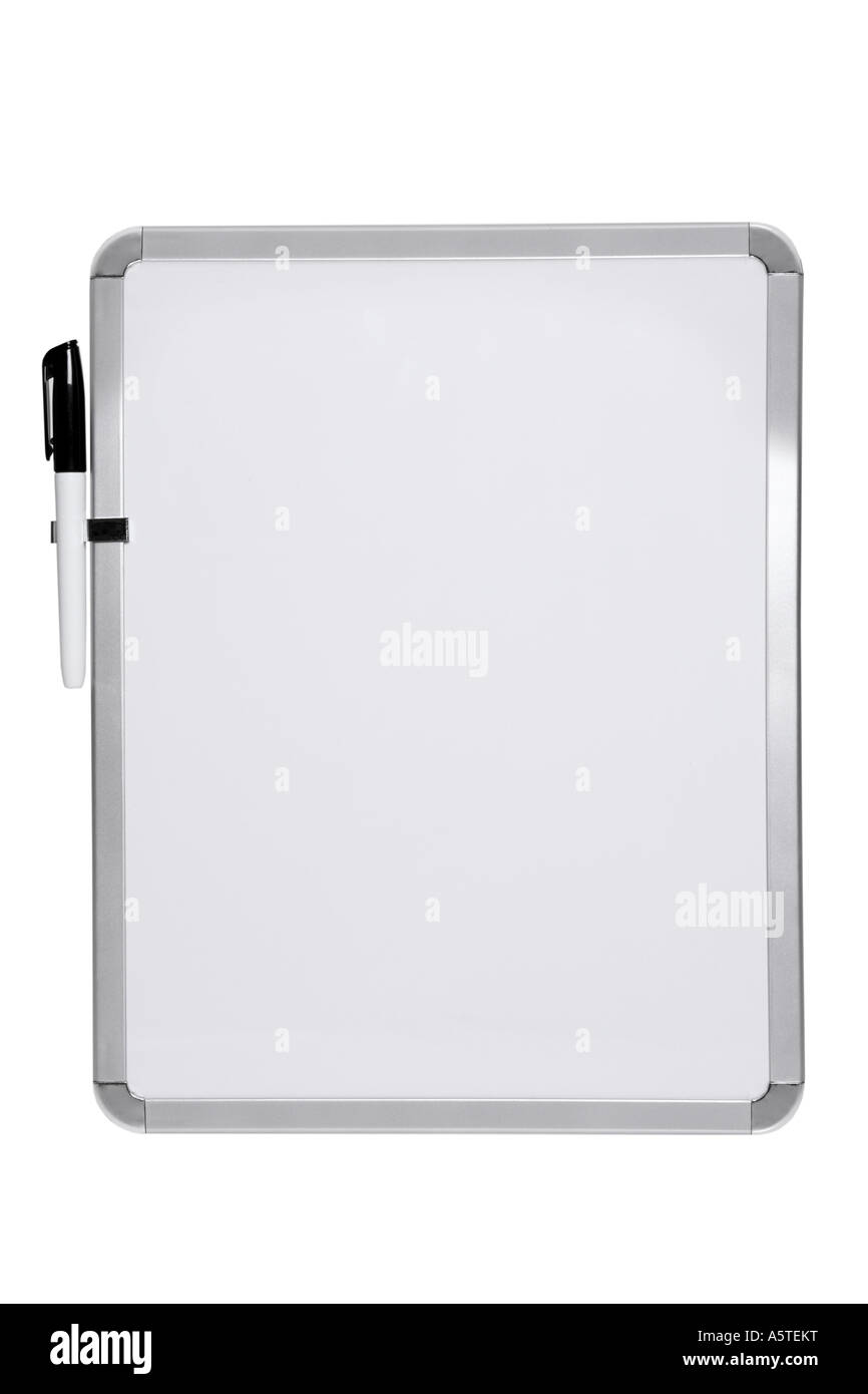 Blank dry erase board cut out on white background Stock Photo - Alamy